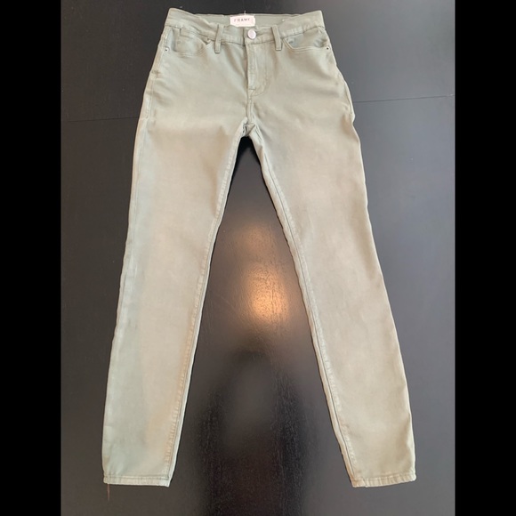 FRAME LE HIGH skinny 25 platoon green jeans - Picture 4 of 7